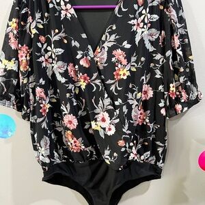 Floral Black Bodysuit